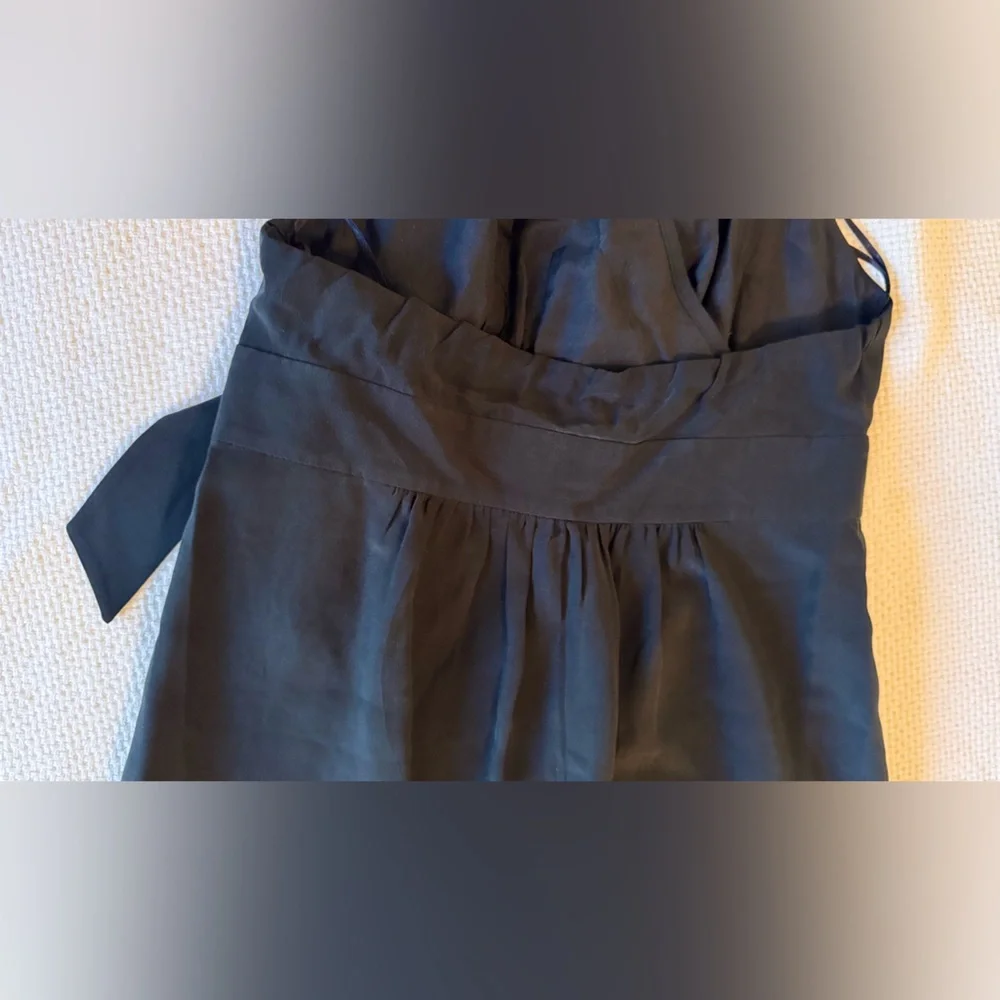 TIBI 100% Silk Little Black Ruffle Mini Dress Halter Neck Bow Waist ❗️550 MSRP❗️